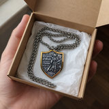 Two-Tone Armor of God Knight Shield Stainless Steel Necklace