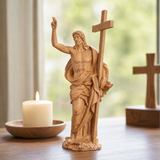 “He Is Risen” — Hand-Carved Boxwood Jesus Resurrection Statue | Symbol of Hope, Faith & New Life
