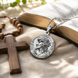 3D Embossed Jesus Christ Serenity Prayer Coin Pendant Necklace