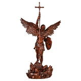 Archangel Michael Round Carved Boxwood Tabletop Arrangement - BGCOPPER