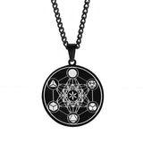 Metatron Tesseract Necklace, Stainless Steel Sacred Geometry Metatron Pendant, Men's and Women's Jewelry, Spiritual Protection Medal - BGCOPPER