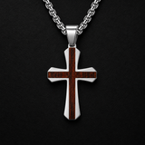 Christian Cross Necklace – Solid Rosewood & Titanium Steel Faith Pendant