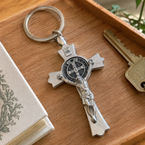 Saint Benedict Cross Keychain – Your Daily Shield of Faith and Protection - side view