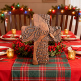 Ornate "Love" "Faith" "Hope" Wooden Cross, Solid Wood Cross