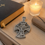 Double-Sided Silver Crucifix and St. Michael Pendant - design detail