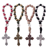 Crucifix Necklace Hand Woven Rope Car Pendant Rosary Strings - BGCOPPER