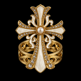 Christian Cross Ring Collection – A Beautiful Symbol of Faith, Hope & God's Love | Gold Crystal & Pearl Cross Keepsake Gift