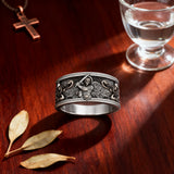 S925K Silver Archangel Michael Ring | Sacred Protection and Baroque Rococo Style Engravings