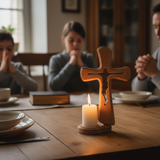 Beechwood Cross Candle Holder: Bearing Faith in Wood, Kindling Devotion with Light