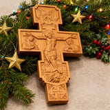 Hand-Carved Beechwood Religious Cross: A Sacred Artistic Testament to Christian Faith