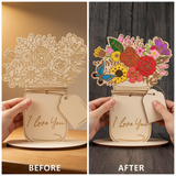 Mother's Day Wooden Flower Card DIY Craft Kit | Paint an Everlasting Bouquet of Love for Mom wooden home decor product image