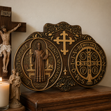 St. Benedict's Exorcism Medal Christian Exorcism Plaque - Wall Decor for Christian home decor and prayer spaces