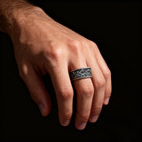 S925K Silver Archangel Michael Ring | Sacred Protection and Baroque Rococo Style Engravings