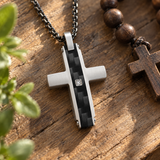 Modern Carbon Fiber Cross Necklace – A Bold Symbol of Faith & Strength