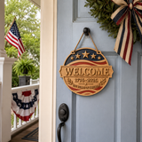 U.S. Founding 250th Anniversary Patriotic Wooden Welcome Door Sign: WELCOME · 1776–2026 · 250 YEARS OF FREEDOM