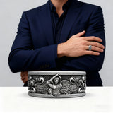 S925K Silver Archangel Michael Ring | Sacred Protection and Baroque Rococo Style Engravings