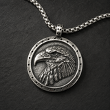 Vintage Double-Sided Embossed Bald Eagle Medal Stainless Steel Men’s Necklace