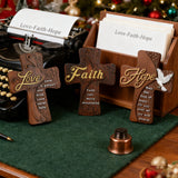 Ornate "Love" "Faith" "Hope" Wooden Cross, Solid Wood Cross