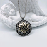 Amulet seal Solomon hexagram 12 signs of the zodiac pendant stainless steel necklace - BGCOPPER