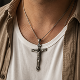 INRI Jesus Crucifix Cross Pendant Necklace - side view
