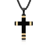 Faceted Two-Tone Stainless Steel Cross Necklace – Bold Faith, Modern Contrast