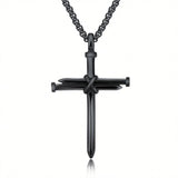 Stainless Steel Gold, Silver and Black Cross Necklace - BGCOPPER