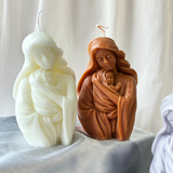 Virgin Mary holding the infant Jesus craft candle