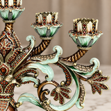 Elegant Nine-Branch Hanukkah Menorah – Vintage Enamel Candle Holder