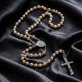 6mm Handcrafted Iron Bead Cross Rosary Necklace – Christian Prayer & Faith Gift