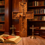 BGCOPPER Savior Jesus Cross - Carved from Natural Wood