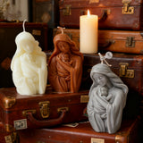 Virgin Mary holding the infant Jesus craft candle