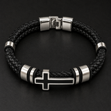 Men’s Black Braided Cross Bracelet – Christian Faith Reminder Wristband