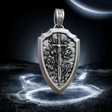 S925K Silver Necklace Sword and Shield Rose: Embedded Shield of Faith - BGCOPPER