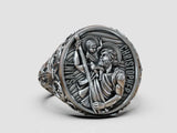 925K Sterling Silver St. Christopher and the Holy Child Jesus Sterling Silver Stamp Ring - BGCOPPER