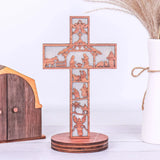 Wooden Christmas Cross with LED Lights - Reusable Home Decor - BGCOPPER