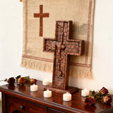 BGCOPPER Savior Jesus Cross - Carved from Natural Wood