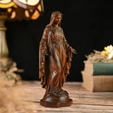 Hand Carved Sacred Heart of Jesus Virgin Mary Wooden Tabletop Ornament - BGCOPPER