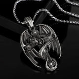 PURE TIN Dragon Encircled Cross Silver Christian Men Necklace - BGCOPPER
