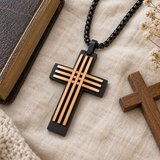 Modern Interwoven Stripe Cross Necklace – Bold Faith, Urban Style