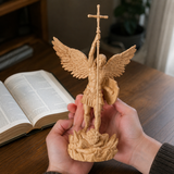 St. Michael the Archangel - Hand Carved Boxwood Sculpture - Spiritual Guardian for Prayer Spaces