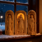 Hand-Carved Travel Triptych Altar: The Holy Family at Your Side