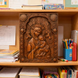 Our Lady of Perpetual Help Wood Art - Hand-Carved Catholic Gift - Mother Mary Comfort Figure
