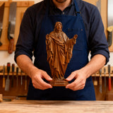 Hand Carved Sacred Heart of Jesus Virgin Mary Wooden Tabletop Ornament