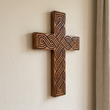 Handcrafted Beechwood Plaited Wall Cross – Natural Wood Finish