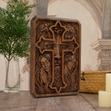 Lion of Judah Holy Cross – Hand-Carved Wooden Christian Wall Plaque