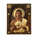 Our Lord Jesus Sacred Heart , Immaculate Heart of Mary Sacred Heart Wood Sculpture - For the FaithfulWood Carving - BGCOPPER