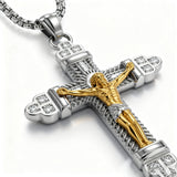 Titanium Steel Crucifix NecklacTitanium Steel Crucifix Necklace with Zircon | A Testament of Strength and Faithe with Zircon