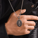 S925K Silver Miracle Medal English Version Inscription Necklace - BGCOPPER