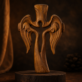 Ascension of Jesus Angel Wing Cross – Hand-Carved Beechwood Wall Decor