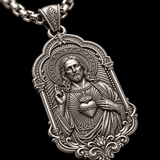 S925 Sterling Silver Sacred Heart of Jesus Pendant Necklace – Catholic Christian Faith Jewelry